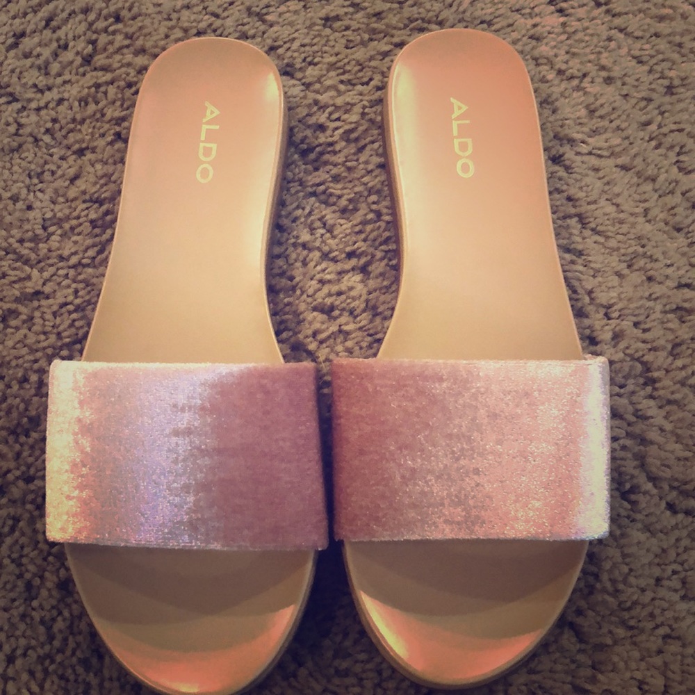 Aldo pink suede slides BRAND NEW